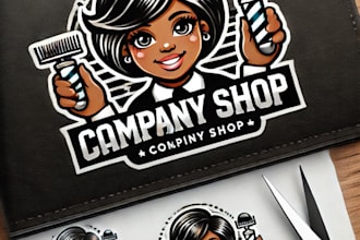 do create a unique barber shop mascot logo for you brand your company