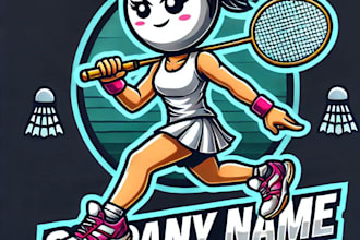 do wonderful badminton player mascot logo design with 1 day delivery