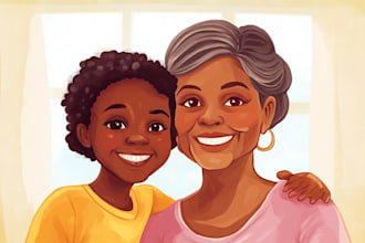 draw wedding, family portrait in digital