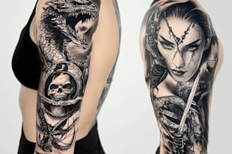 create unique custom tattoo any tattoo design, tattoo artist