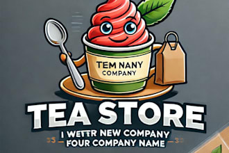 do wonderful tea store mascot logo design with express delivery