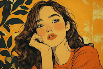 draw a custom portrait in linocut style