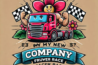 do wonderful truck flower race mascot logo design with express delivery