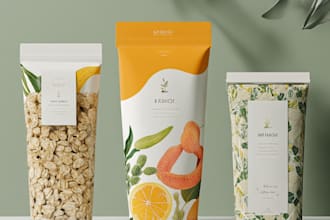 do premium product label, box package, pouch bag design
