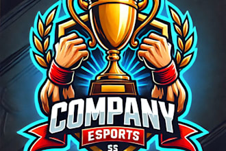 do make e sports logo champion trophy mascot design with company