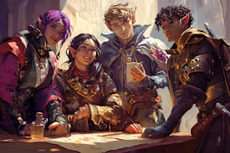 draw a unique dnd party art for you