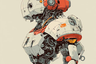 make a mecha robot illustrations