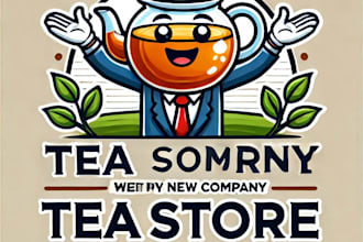 do awesome style tea store mascot logo design with express delivery