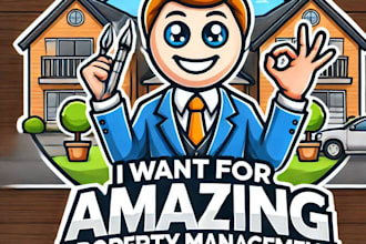 make an amazing property management illustration mascot logo design in one day