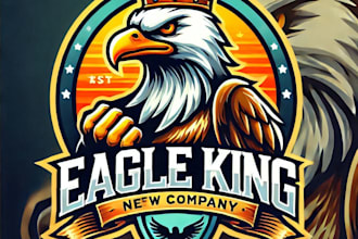 do make eagle king mascot logo design 1 day delivery