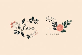 design hand drawn minimalist line art botanical boho logo