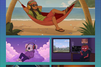 draw an aesthetic lofi style anime illustration