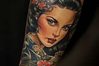 draw custom american traditional tattoo design