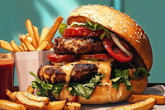 draw food or any object in a realistic, vector cartoon
