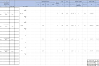 provide bar bending schedules, steel quantities, rebar detailing and schedules