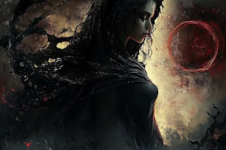 do a fantasy horror art illustration or dark