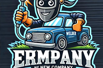 do make wonderful welder car mascot logo design with express delivery