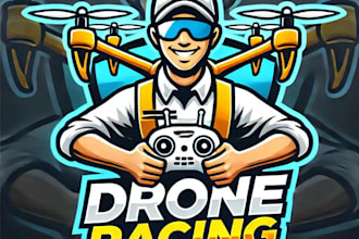 do make  modern drone racing mascot logo design with express delivery