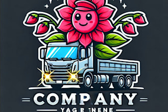 do make truck flower mascot logo design with express delivery