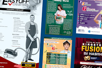 do professional flyer design for events, businesses, or promotions
