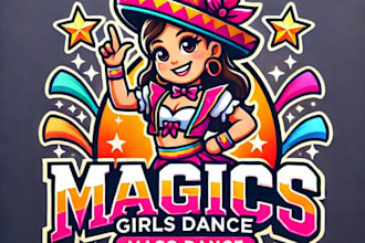 do make magics girls dance mascot logo design with 1 day delivery