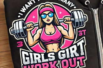 do make girls gym work out mascot logo design with express delivery