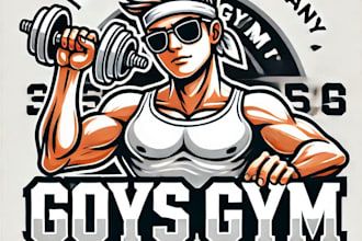 do boys gym work out race mascot logo design with company