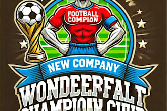 do wonderful football champion cup mascot logo design with unlimited review