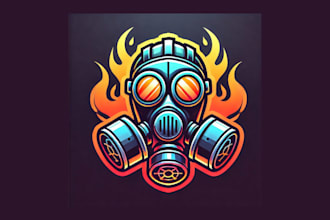 make gradient gas mask mascot logo with unlimited revisions