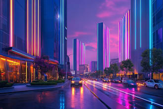 make concept art illustration science fiction city, cyberpunk