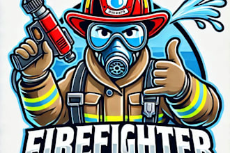do make firefighter water mascot logo design with unlimited review