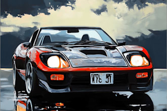 draw oil painting your car or vehicle for thsirt