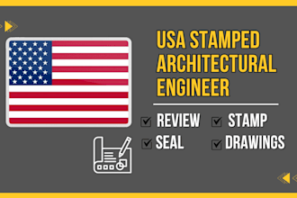 licensed architect, stamp review sign USA architectural drawings for city permit