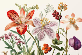 draw your flowers fruits vegetable and botanical plants