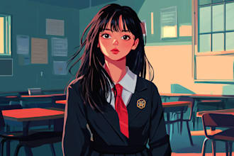 make a anime character design or reference sheet