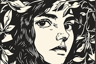 create artistic linocut illustration in my style