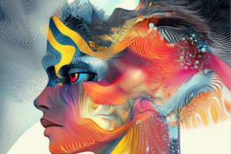 manually make colorful abstract digital canvas wall art