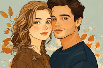 draw a couple portrait illustration