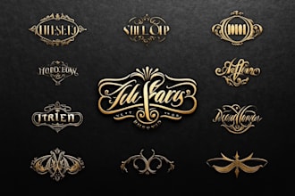 do hand lettering hipster tattoo and victorian logo design