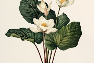 draw line art illustration botanical and flower beautifully