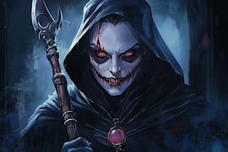 draw fantasy or horror character illustration for you