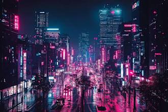make sci fi , cyberpunk, fantasy science fiction city
