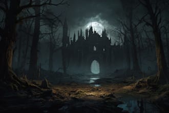 do mystical horror dark environment concept art or landscape
