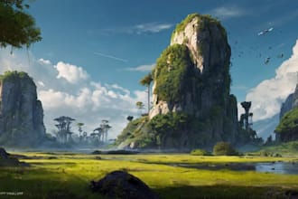 o a creative photorealistic environmental concept art