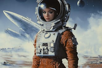 draw a sci fi art and sci fi character