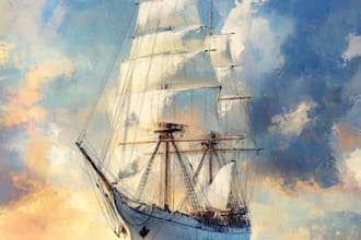 draw digital oil painting ship or any photo