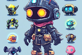 design n animate game asset character sprite sheet game
