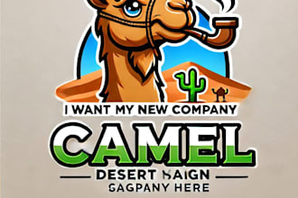 do wonderful camel desert mascot logo design with unlimited review