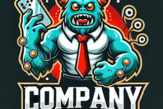 do wonderful monster mascot logo design with business