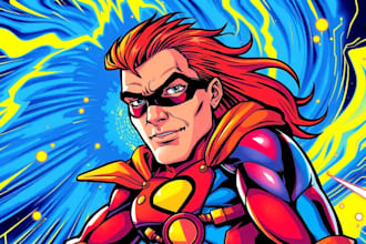captivate you with pop art cartoons of superhero comic books